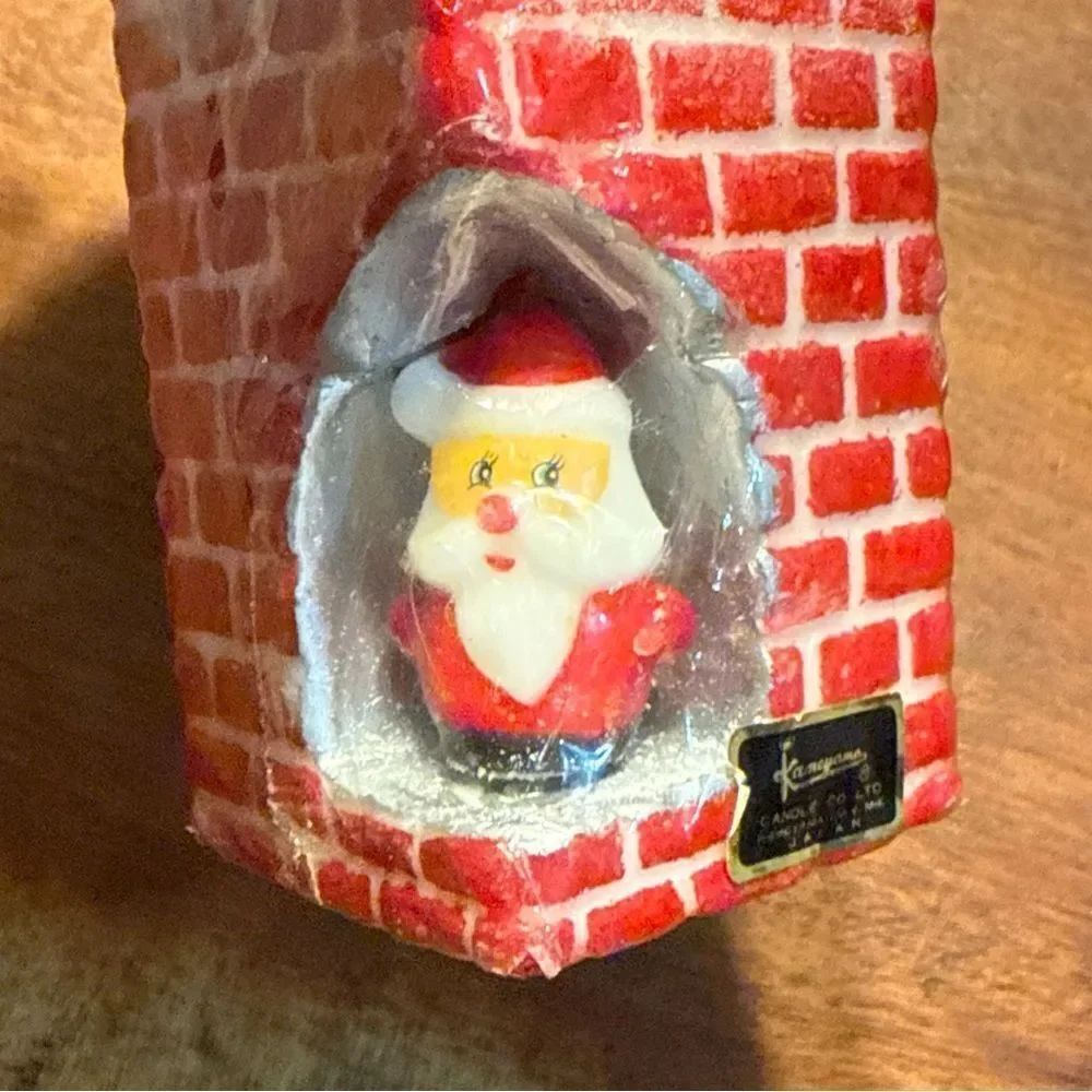 Vtg Kameyama Santa Claus Christmas Candle Chimney Snow Japan Holiday Decor